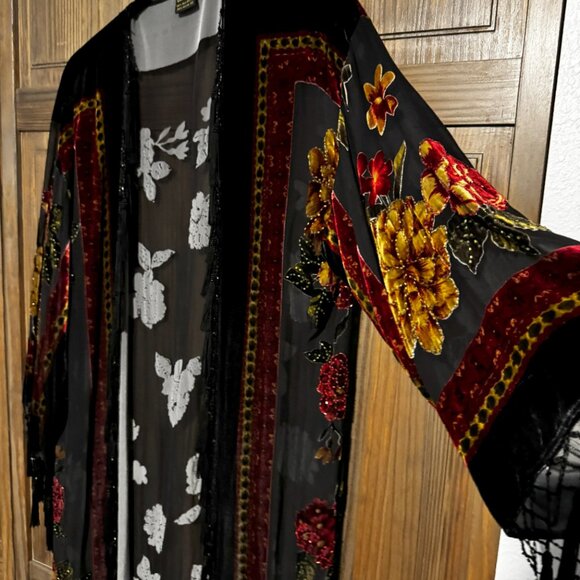 Lucy’s Silk Sequined Long Cover Up in Black - Picture 2 of 9